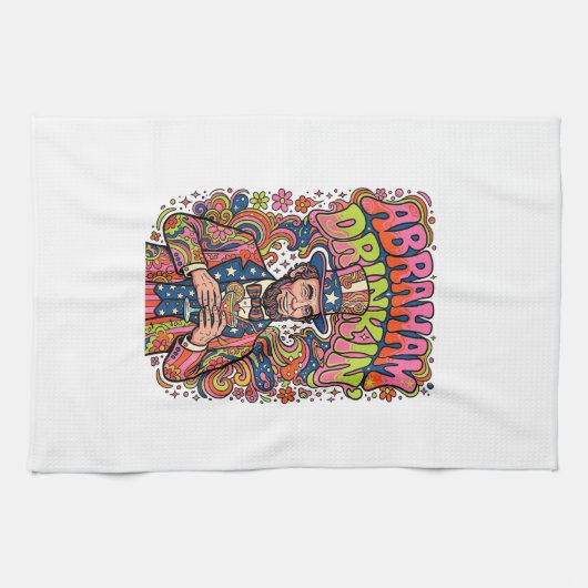 Patriotischer Abraham Trinkender Retro Geschirrtuch (Horizontal)