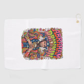 Patriotischer Abraham Trinkender Retro Golfhandtuch (Horizontal)