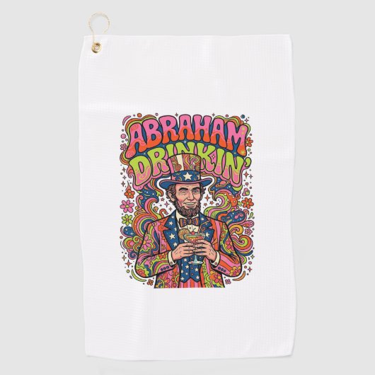 Patriotischer Abraham Trinkender Retro Golfhandtuch (Vorderseite)