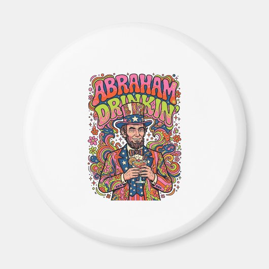Patriotischer Abraham Trinkender Retro Magnet (Vorne)