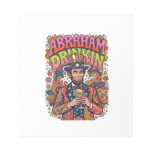 Patriotischer Abraham Trinkender Retro Notizblock (Vorderseite)