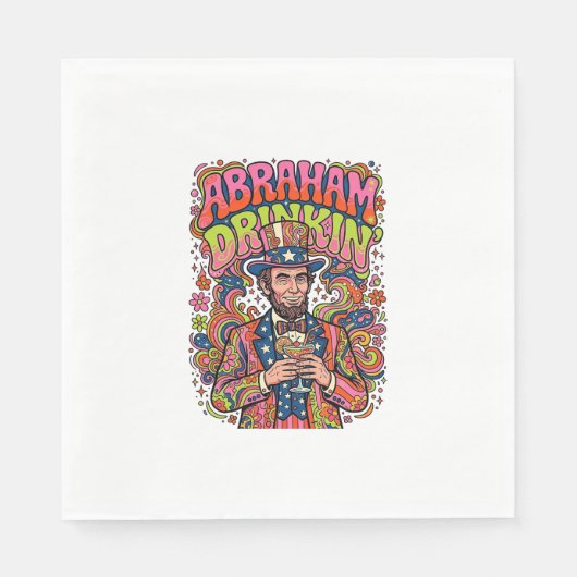 Patriotischer Abraham Trinkender Retro Serviette (Vorderseite)