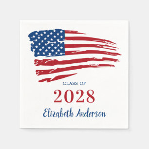 Patriotischer Abschluss USA Amerikanische Flagge M Serviette