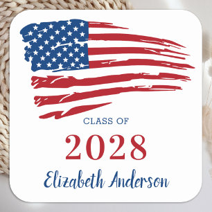 Patriotischer Abschluss USA - Militärische Flagge Quadratischer Aufkleber
