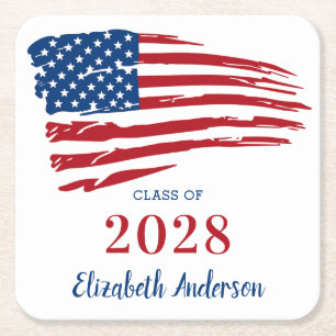 Patriotischer Abschluss USA - Militärische Flagge Rechteckiger Pappuntersetzer