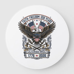 Patriotischer Adler 250 Jahre Vintage Freiheit Große Wanduhr
