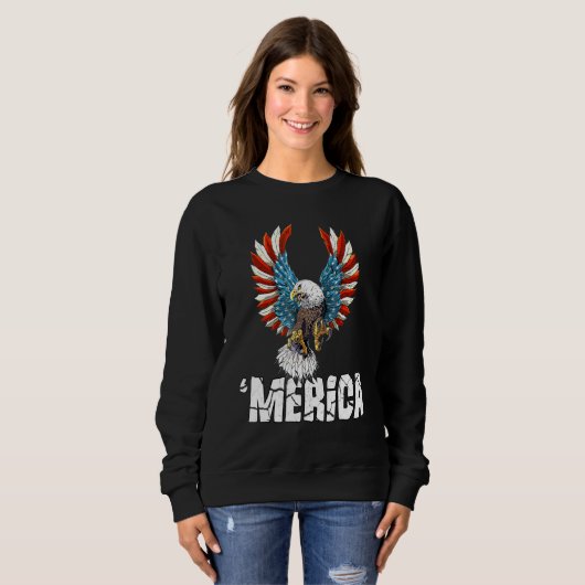 Patriotischer Adler 4. Juli US-amerikanische Fahne Sweatshirt (Vorne ganz)