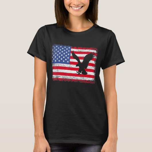 Patriotischer Adler 4. Juli US-amerikanische Flagg T-Shirt (Vorderseite)