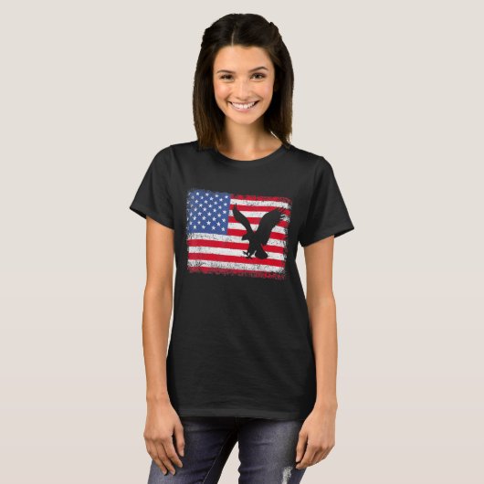 Patriotischer Adler 4. Juli US-amerikanische Flagg T-Shirt (Vorne ganz)