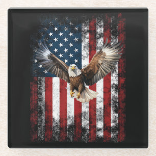 Patriotischer Adler 4. Juli USA Amerikanische Flag Glasuntersetzer