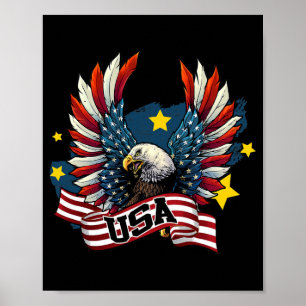 Patriotischer Adler 4. Juli USA Amerikanische Flag Poster