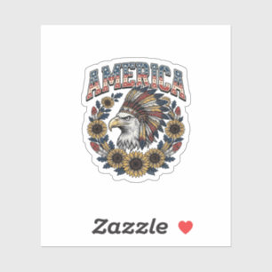 Patriotischer Adler Amerika Sonnenblume Vintage Aufkleber