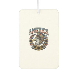 Patriotischer Adler Amerika Sonnenblume Vintage Autolufterfrischer
