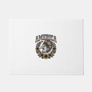 Patriotischer Adler Amerika Sonnenblume Vintage Fußmatte
