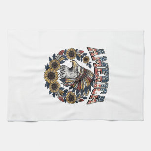 Patriotischer Adler Amerika Sonnenblume Vintage Geschirrtuch