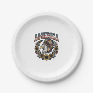 Patriotischer Adler Amerika Sonnenblume Vintage Pappteller