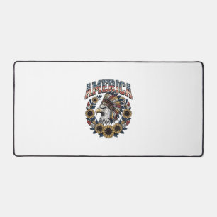 Patriotischer Adler Amerika Sonnenblume Vintage Schreibtischunterlage