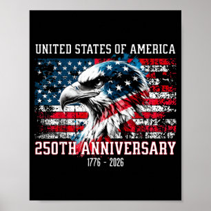 Patriotischer Adler Amerikanische Flagge 250. Jubi Poster
