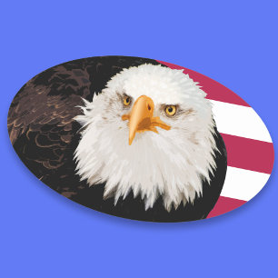 Patriotischer Adler - Amerikanische Flagge - Unabh Ovaler Aufkleber