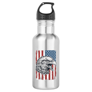 Patriotischer Adler Amerikanische Flagge Vintage G Edelstahlflasche