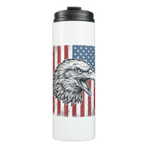 Patriotischer Adler Amerikanische Flagge Vintage G Thermosbecher