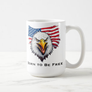 Patriotischer Adler - Frei geboren, Amerikanische Kaffeetasse