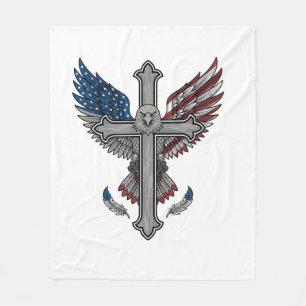 Patriotischer Adler Kreuz Vintage Gravur Vektor De Fleecedecke
