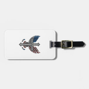 Patriotischer Adler Kreuz Vintage Gravur Vektor De Gepäckanhänger