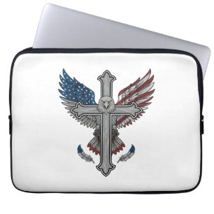 Patriotischer Adler Kreuz Vintage Gravur Vektor De Laptopschutzhülle