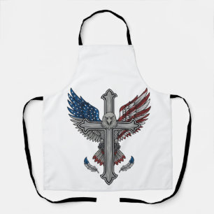 Patriotischer Adler Kreuz Vintage Gravur Vektor De Schürze
