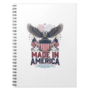 Patriotischer Adler Made in America 4. Juli-Shirt_ Notizblock