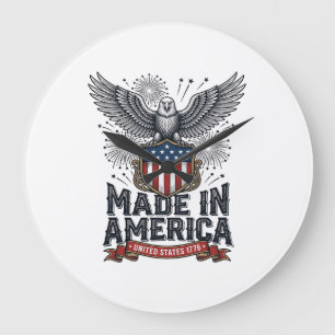Patriotischer Adler Made in America Vintage Große Wanduhr