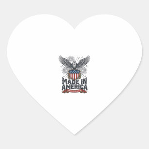 Patriotischer Adler Made in America Vintage Herz-Aufkleber