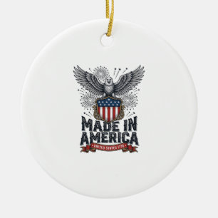 Patriotischer Adler Made in America Vintage Keramik Ornament