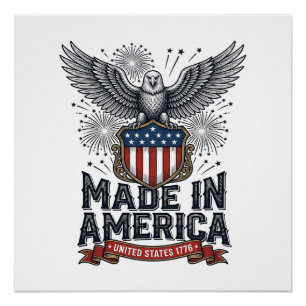 Patriotischer Adler Made in America Vintage Poster