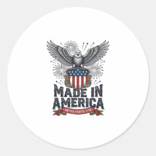 Patriotischer Adler Made in America Vintage Runder Aufkleber