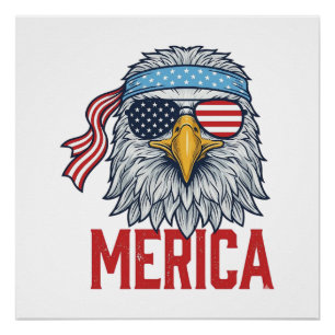 Patriotischer Adler Merica Vintage Gravur Shirt De Poster