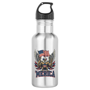 Patriotischer Adler Merica Vintage Vektor-Shirt-De Edelstahlflasche