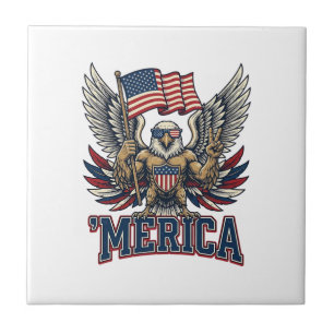 Patriotischer Adler Merica Vintage Vektor-Shirt-De Fliese