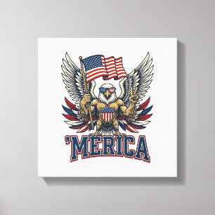 Patriotischer Adler Merica Vintage Vektor-Shirt-De Leinwanddruck