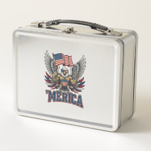 Patriotischer Adler Merica Vintage Vektor-Shirt-De Metall Brotdose