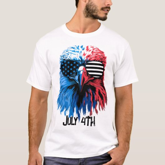Patriotischer Adler mit amerikanischer Fahne-Sonne T-Shirt (Vorderseite)