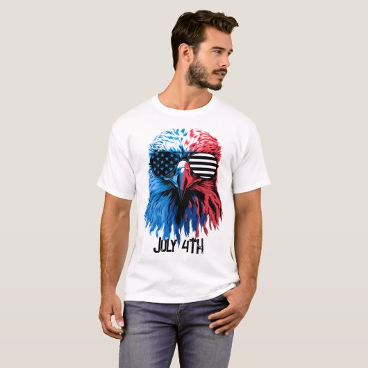 Patriotischer Adler mit amerikanischer Fahne-Sonne T-Shirt (Vorne ganz)
