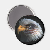 Patriotischer Adler mit Flaggenhintergrund Magnet (Vorderseite/Rückseite)