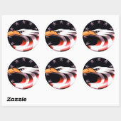 Patriotischer Adler mit US Flagge Stickern Runder Aufkleber (Blatt)