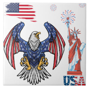 Patriotischer Adler mit USA-Flaggen-Design Fliese
