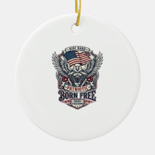 Patriotischer Adler Motorrad Freiheit Patriot Keramik Ornament