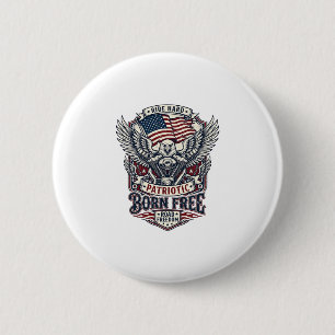 Patriotischer Adler Motorradfahrer Straßenfreiheit Button