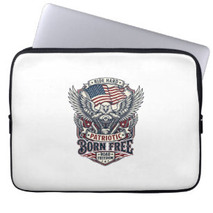 Patriotischer Adler Motorradfahrer Straßenfreiheit Laptopschutzhülle