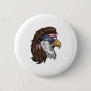Patriotischer Adler-Mullet im Vintage-Stil Vektor Button